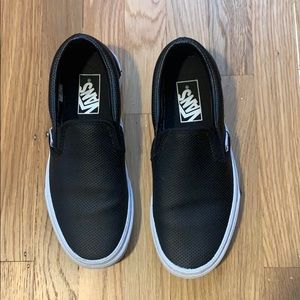 Vans Slip-On Black Leather-Women 7 or Men’s 5.5